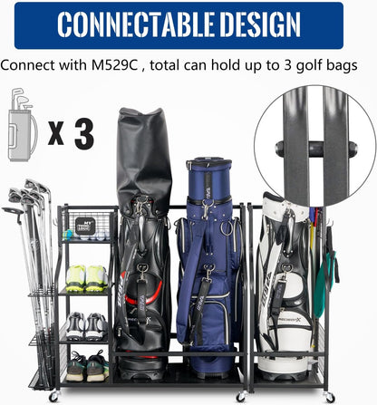 Golf Storage Garage Organizer, Golf Bag Storage Stand and Other Golfing Equipment Rack, Extra Storage Rack for Golf Clubs