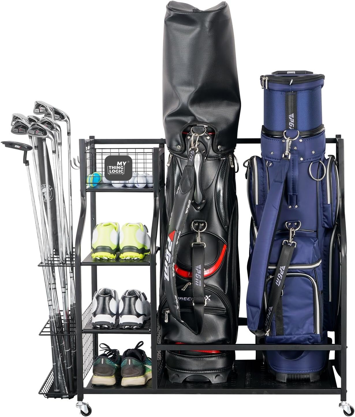 Golf Storage Garage Organizer, Golf Bag Storage Stand and Other Golfing Equipment Rack, Extra Storage Rack for Golf Clubs